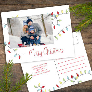 Cartes Pour Fêtes Annuelles Joyeux Noël Vacances mignonnes Festive String Ligh