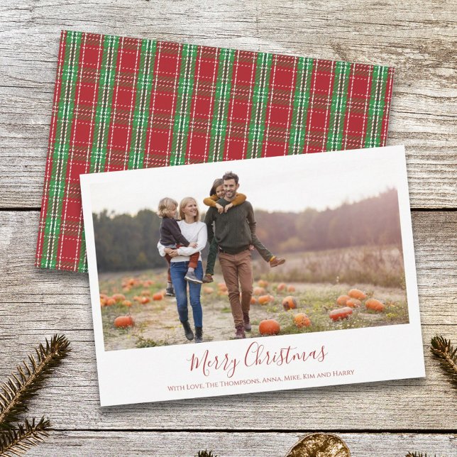 Cartes Pour Fêtes Annuelles Joyeux Noël Vacances Rouge Vert Pays Plaid (Créateur téléchargé)