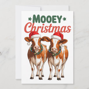 Cartes Pour Fêtes Annuelles Joyeux Noël Vaches Chapeaux de Père Noël Joyeux No