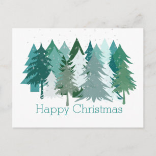 Cartes Pour Fêtes Annuelles Joyeux Noël vert arbres et étoiles Canadien