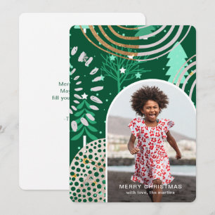 Cartes Pour Fêtes Annuelles Joyeux Noël vert de vacances Photo avec message