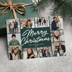 Cartes Pour Fêtes Annuelles Joyeux Noël vert dix photo collage
