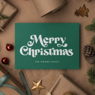 Cartes Pour Fêtes Annuelles Joyeux Noël vert du milieu du siècle rétro
