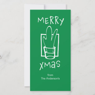 Cartes Pour Fêtes Annuelles Joyeux Noël vert et blanc