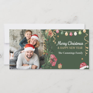 Cartes Pour Fêtes Annuelles Joyeux Noël vert moderne Joyeux Nouvel An Photo