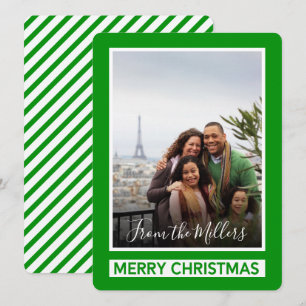 Cartes Pour Fêtes Annuelles Joyeux Noël Vert moderne lignes diagonales photo