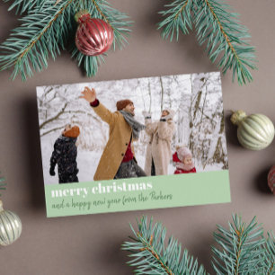 Cartes Pour Fêtes Annuelles Joyeux Noël vert moderne photo large