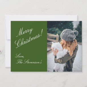 Cartes Pour Fêtes Annuelles Joyeux Noël vert Script photo vacances