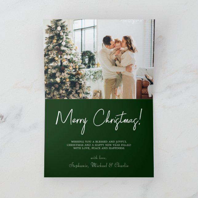 Cartes Pour Fêtes Annuelles Joyeux Noël Vert Tartan Rouge Photo Plaid (Intérieur)
