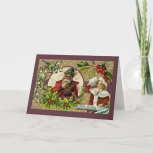 Cartes Pour Fêtes Annuelles Joyeux Noël victorien Père Noël Girl Bird