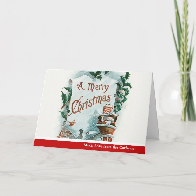 Cartes Pour Fêtes Annuelles Joyeux Noël vintage Père Noël salutation (Devant)