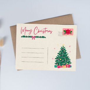 Cartes Pour Fêtes Annuelles Joyeux Noël Vintage Vert Et Rouge Photo
