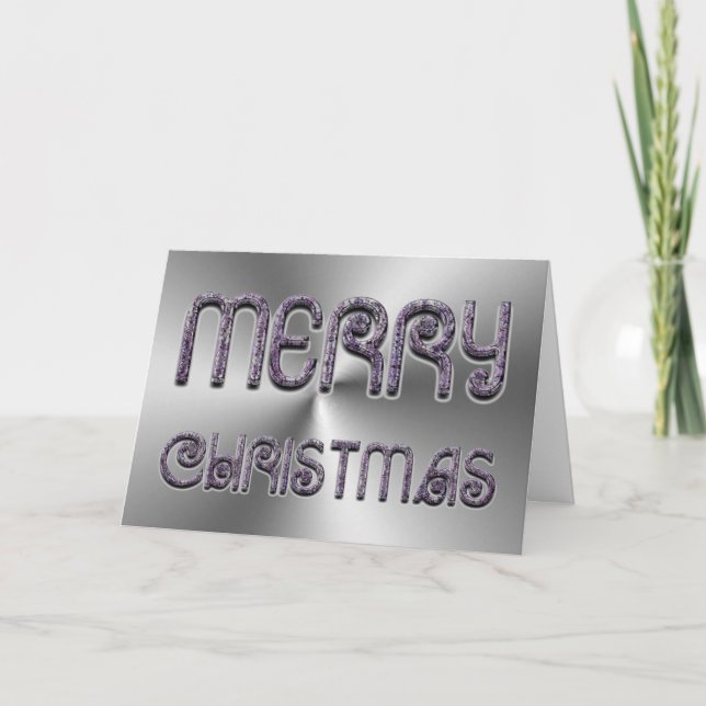 Cartes Pour Fêtes Annuelles Joyeux Noël violet gris argenté Élégant (Devant)
