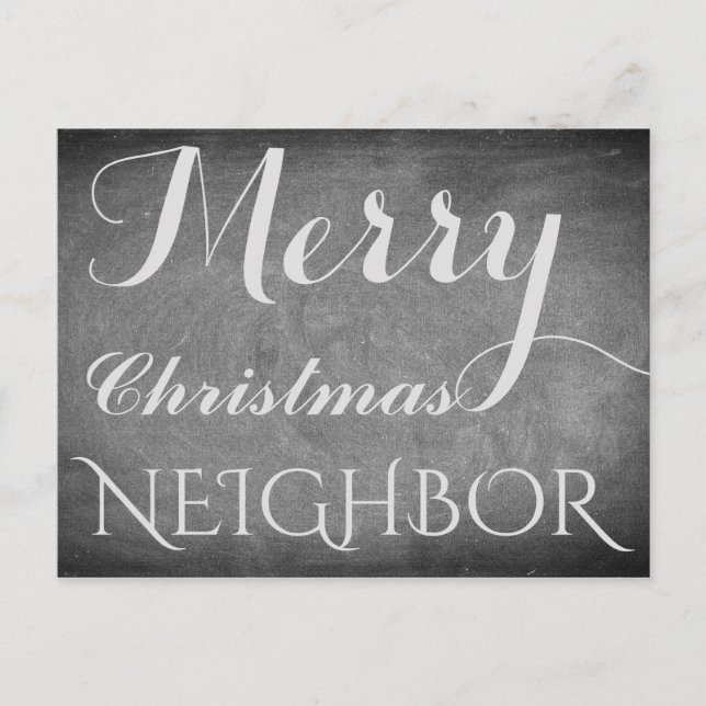 Cartes Pour Fêtes Annuelles Joyeux Noël Voisin Chalkboard Typographie (Devant)