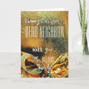 Cartes Pour Fêtes Annuelles Joyeux Noël Voisin Faux Gold Ruban