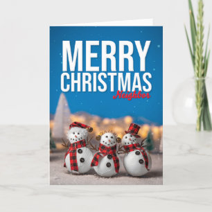 Cartes Pour Fêtes Annuelles Joyeux Noël Voisin Photographie de bonhommes de ne