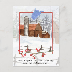 Cartes Pour Fêtes Annuelles Joyeux Noël West Virginia Red Grange Personnaliser