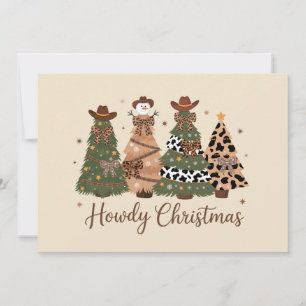 Cartes Pour Fêtes Annuelles Joyeux Noël Western Rétro Arbre Cowboy Cowgirl