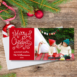 Cartes Pour Fêtes Annuelles Joyeux Noël Whimsical Calligraphy Swirl Photo