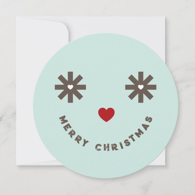 Cartes Pour Fêtes Annuelles Joyeux Noël Whimsical Funny Smiley Face Photo (Devant)