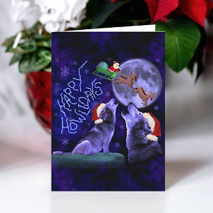 Cartes Pour Fêtes Annuelles Joyeux Noël Wolf Pun Happy Howlidays Custom
