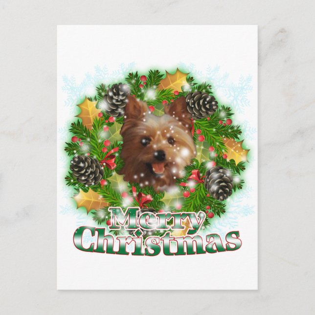 Cartes Pour Fêtes Annuelles Joyeux Noël Yorkie (Devant)