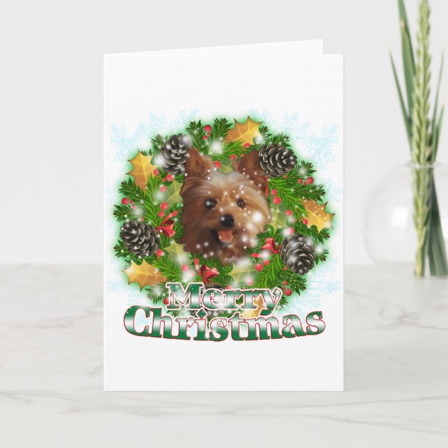 Cartes Pour Fêtes Annuelles Joyeux Noël Yorkie (Devant)