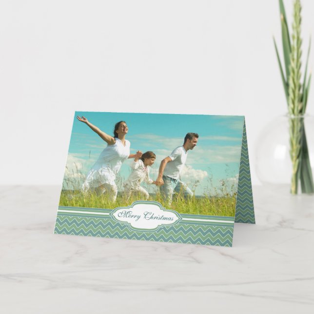 Cartes Pour Fêtes Annuelles Joyeux Noël Zig Zag Motif Votre photo (Devant)