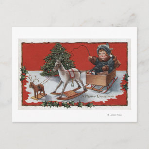 Cartes Pour Fêtes Annuelles Joyeux NoëlKid dans une motoneige à savon