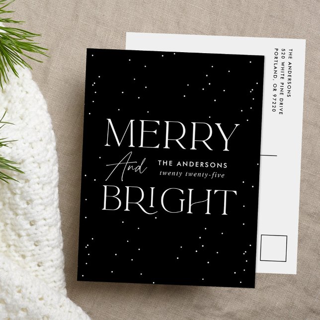 Cartes Pour Fêtes Annuelles Joyeux noir moderne et brillant non-photo (Créateur téléchargé)