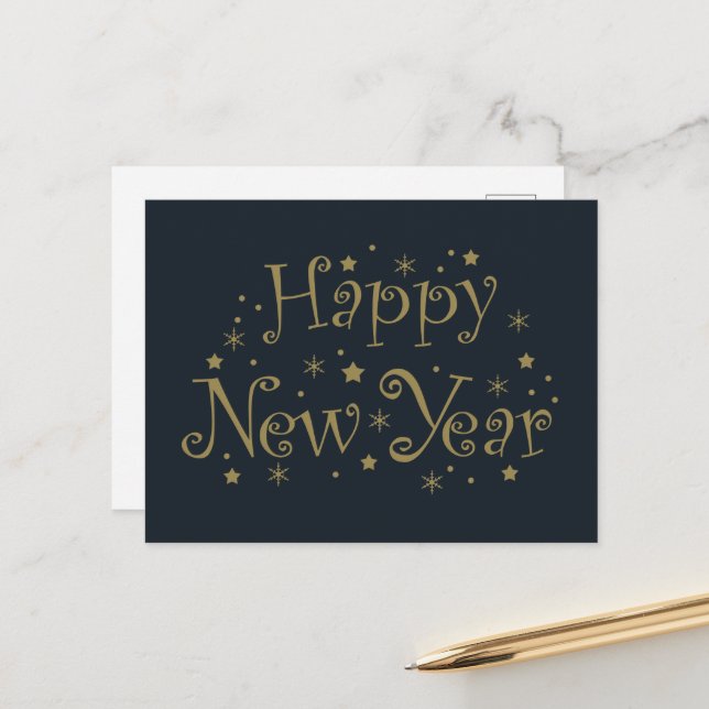 Cartes Pour Fêtes Annuelles Joyeux Nouvel An (Devant/Arrière en situation)