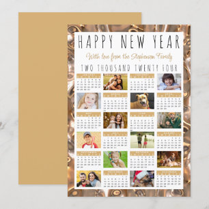 Cartes Pour Fêtes Annuelles Joyeux Nouvel An 12 Photos 2024 Calendrier Gold