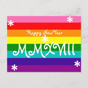Cartes Pour Fêtes Annuelles Joyeux Nouvel An 2018 Rainbow LGBT chiffres romain