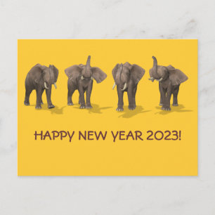 Cartes Pour Fêtes Annuelles Joyeux Nouvel An 2023 Eléphants