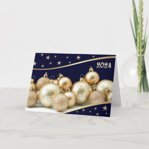 Cartes Pour Fêtes Annuelles Joyeux Nouvel An 2024 Or brillant Baubles