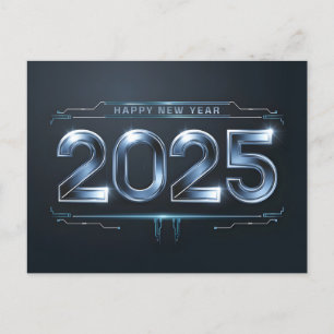 Cartes Pour Fêtes Annuelles Joyeux Nouvel An 2025 futuriste sur le noir