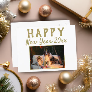 Cartes Pour Fêtes Annuelles Joyeux Nouvel An 2026 Script Chien Photo Holiday