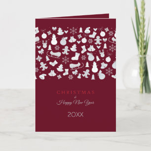 Cartes Pour Fêtes Annuelles Joyeux Nouvel An 20XX & Caractères de Noël Argent