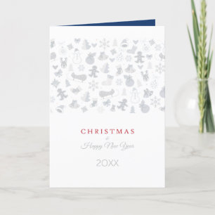 Cartes Pour Fêtes Annuelles Joyeux Nouvel An 20XX & Caractères de Noël Argent