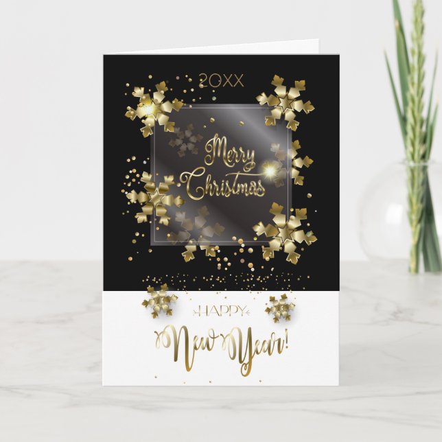 Cartes Pour Fêtes Annuelles Joyeux Nouvel An 20XX & Gold Caractères de Noël (Devant)