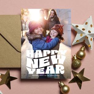 Cartes Pour Fêtes Annuelles Joyeux Nouvel An amusant retro photo de famille