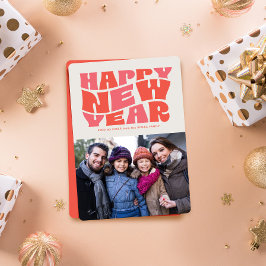 Cartes Pour Fêtes Annuelles Joyeux Nouvel An amusant rétro photo rouge rétro