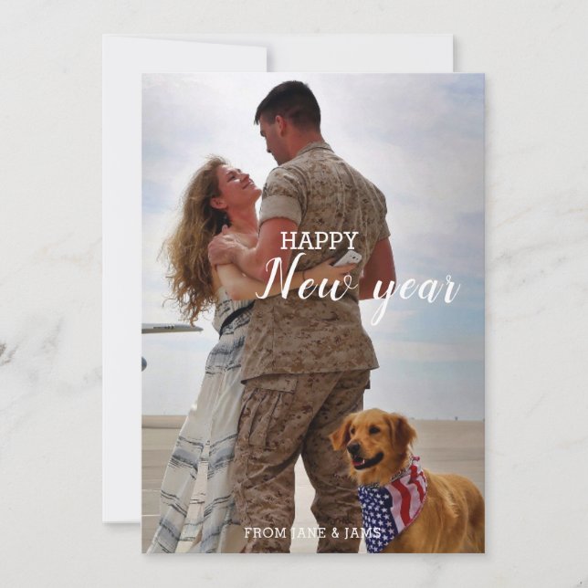 Cartes Pour Fêtes Annuelles Joyeux Nouvel An Armée photo de retour (Devant)