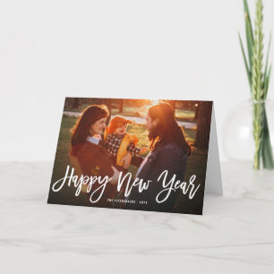 Cartes Pour Fêtes Annuelles Joyeux Nouvel An Brosse Script Calligraphie