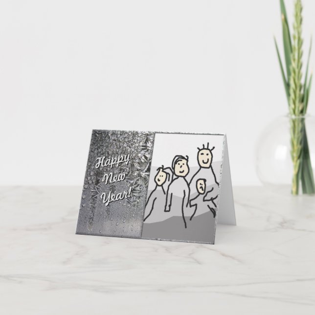 Cartes Pour Fêtes Annuelles Joyeux Nouvel An d'argent avec photo (Devant)