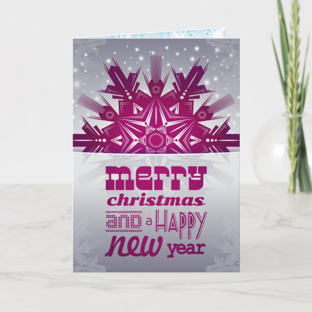 Cartes Pour Fêtes Annuelles Joyeux Nouvel An Elégant violet (Devant)