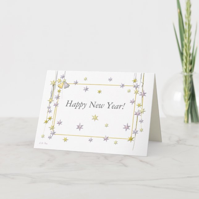 Cartes Pour Fêtes Annuelles Joyeux Nouvel An Etoiles Blanc (Devant)