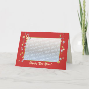 Cartes Pour Fêtes Annuelles Joyeux Nouvel An Etoiles Rouge (cadre photo)