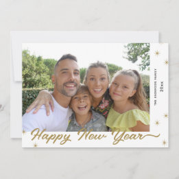 Cartes Pour Fêtes Annuelles Joyeux Nouvel An Gold Calligraphy Photo