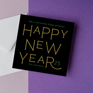 Cartes Pour Fêtes Annuelles Joyeux Nouvel An Jaune Texte Moderne Premium Busin